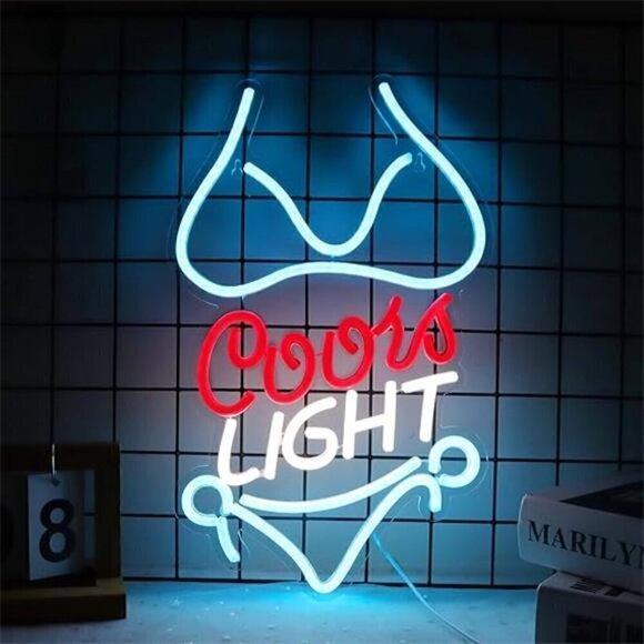Coors LIGHT Beer Bikini LED Neon Sign Wall Decor Man Cave Restaurant Bar - Picture 7 of 7